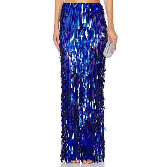 Mariandree Gaitan Grettel Skirt Sequin Embellished Evening Statement Blue Sz XS - Picture 1 of 9